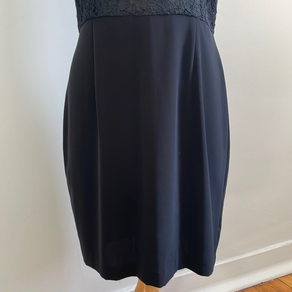 🇭🇰 Vintage Part Two Black Chiffon & Lace Midi Dress, Size 10 - Picture 3 of 12